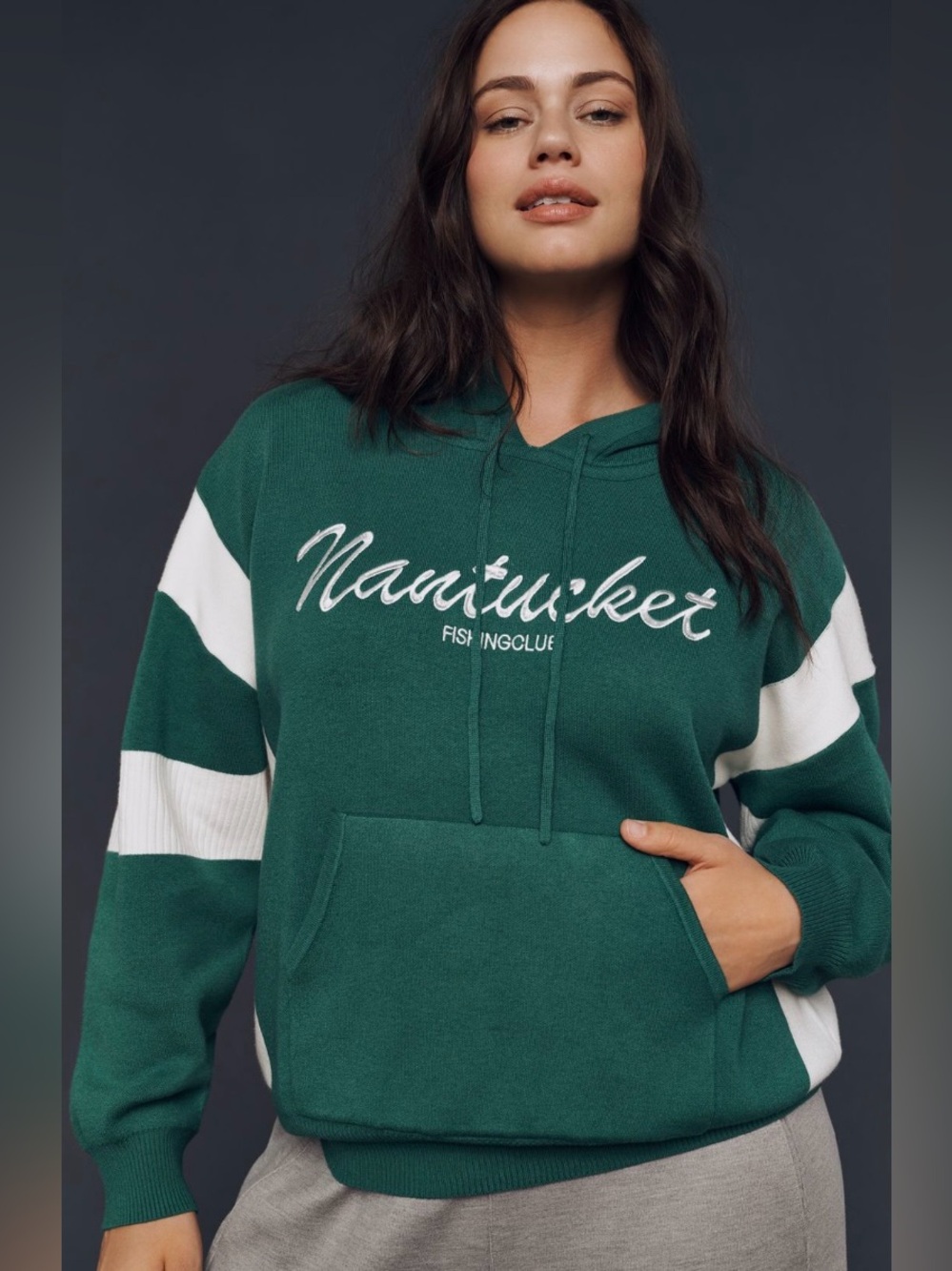 Anthropologie Knit Hooded Sweatshirt
in Green - Picture 5 of 7